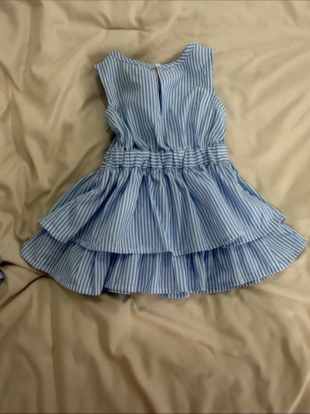 Habitual Blue and White Striped Ruffle Dress Set
